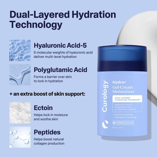 Curology Hydro+ Gel Cream Moisturizer, Lightweight Face Lotion for Sensitive Skin, 1.7 fl oz