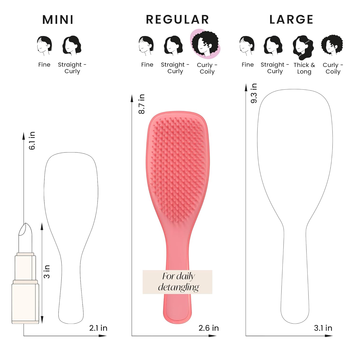 Tangle Teezer Ultimate Detangler Brush - Reduces Frizz & Breakage for Curly Hair | Coral Pink
