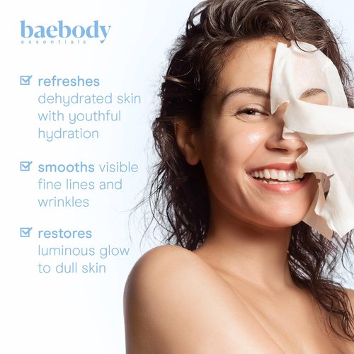 Baebody Snail Mucin Mask | Hydrating Face Sheet Masks with Hyaluronic Acid - 6 Pcs for Youthful Skin