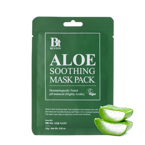 BENTON Aloe Soothing Mask Pack | Hydrating & Cooling Facial Mask Sheets - 23g x 10 Pack