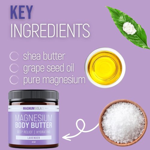 Magnum Solace Magnesium Body Butter - Relaxing Nighttime Cream with Lavender Scent