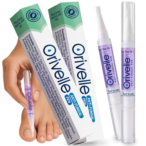 Orivelle Nail Fungus Pen – Professional Nail Repair & Strengthening Solution with Tea Tree Oil – Improves Appearance of Discolored or Damaged Nails (Pack of 2)