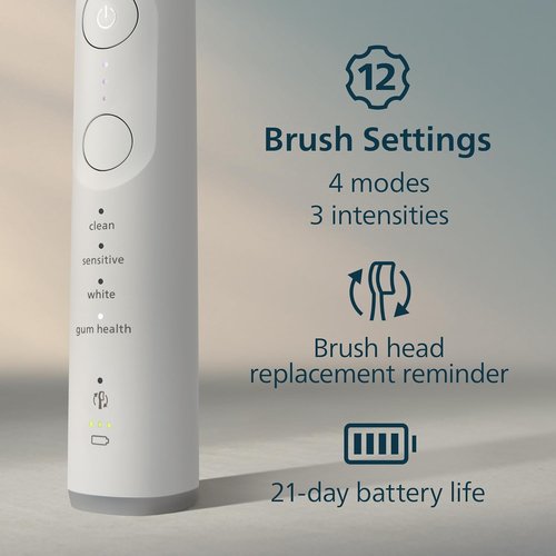 Philips Sonicare 7300 Series Electric Toothbrush - Advanced Sonic Technology, Pressure Sensor, 12 Settings, Travel Case, White, HX7420/07
