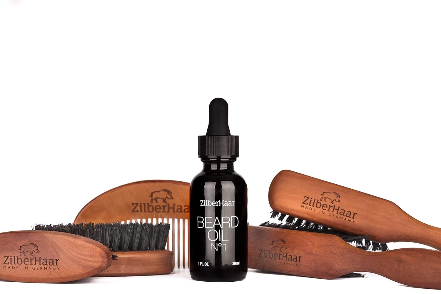 ZilberHaar Beard Oil Set - Nourishing Oil, Brush & Comb for Perfect Grooming | All-in-One Bundle