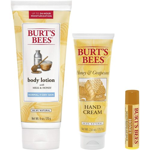 Burt's Bees Honey Pot Gift Set - Nourishing Skin Care Trio with Body Lotion, Hand Cream & Lip Balm