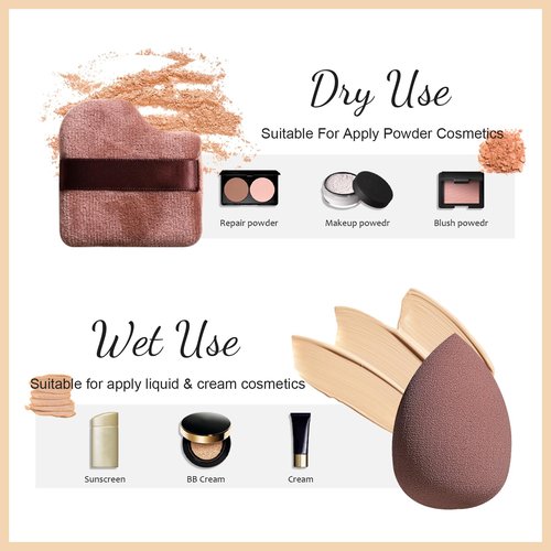 BS-MALL Kabuki Brush Makeup Sponge Set 8 Pcs with Foundation Powder Brush Powder Puff Essential Tools for Flawless Makeup Application