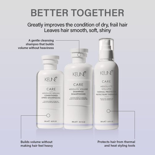 Keune Care Absolute Volume Thermal Protector, Heat Protectant & Strengthening Spray for Fine Hair, 6.8 Fl Oz