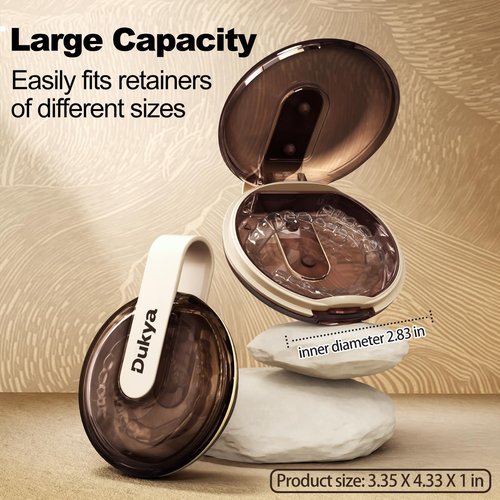 Dukya Retainer Case - mouth guard and Orthodontic Aligner Case, Adjustable air holes, Fashion, Multifunctional Portable Box - Latte White