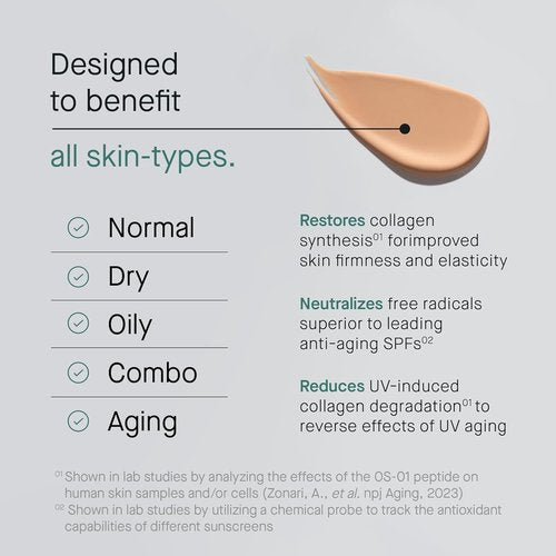 OneSkin FACE SPF OS-01 Mineral Sunscreen - Broad Spectrum SPF 30+ with Antioxidants for All Skin Types