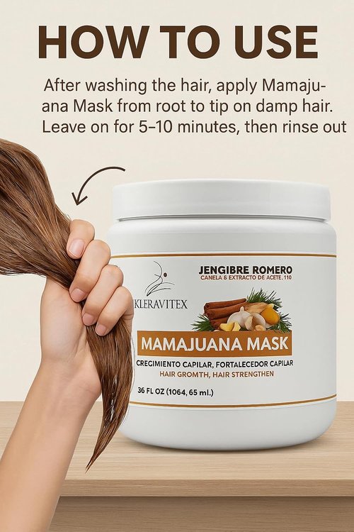 Kleravitex Mamajuana Hair Mask - Deep Conditioning Treatment with Ginger & Rosemary - 60 OZ Paraben & Sulfate Free for Damaged Hair Growth