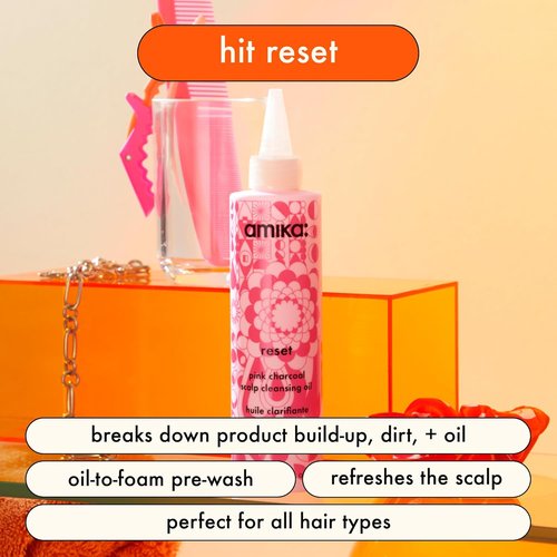 Amika Reset Pink Charcoal Scalp Cleansing Oil - Unisex 6.7 oz for Deep Cleansing & Refreshing