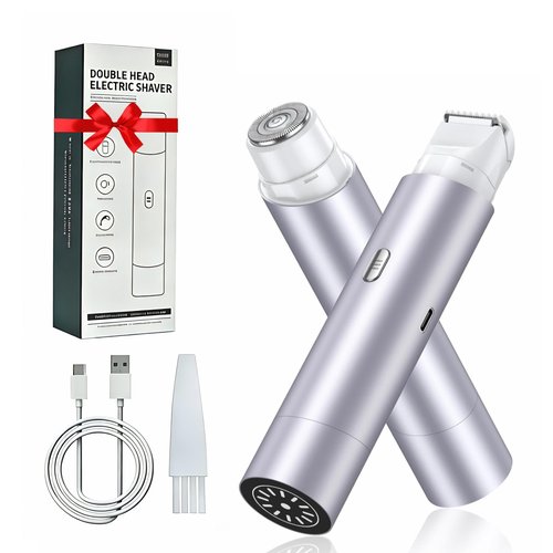 Electric Razors for Women, 2-in-1 Bikini Trimmer & Painless Hair Remover, IPX8 Waterproof Wet/Dry Cordless Shaver, Skin-Safe Blades, for Body Face Legs Underarms Sensitive Skin - Lavender Purple