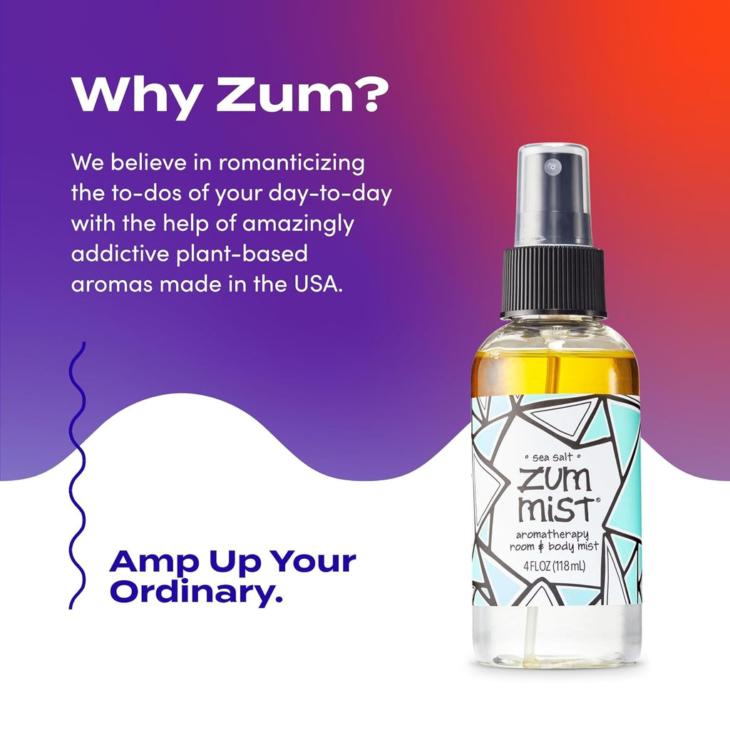 Zum Indigo Wild Mist Room & Body Spray - Aromatherapy Essential Oil - Sea Salt Scent - 4 Fl Oz