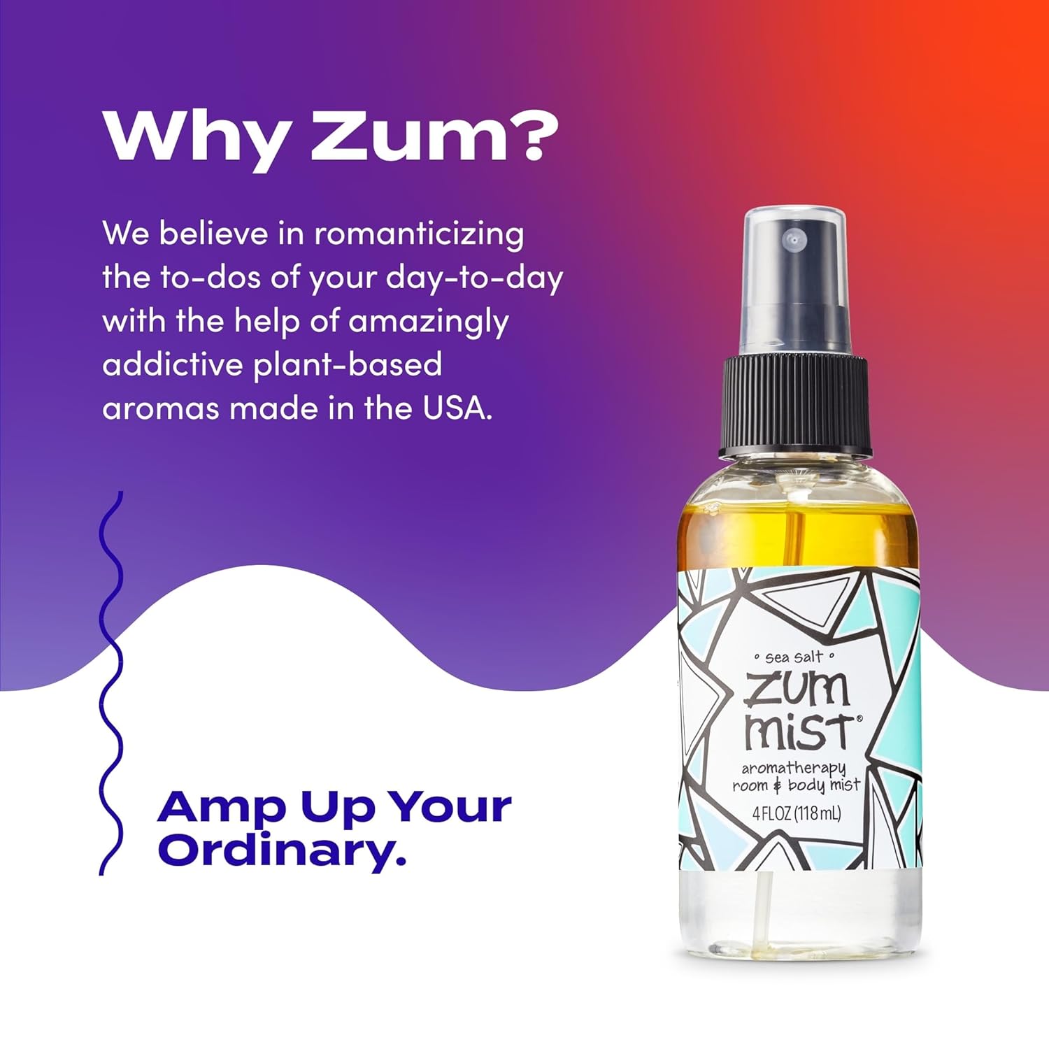 Zum Indigo Wild Mist Room & Body Spray - Aromatherapy Essential Oil - Sea Salt Scent - 4 Fl Oz