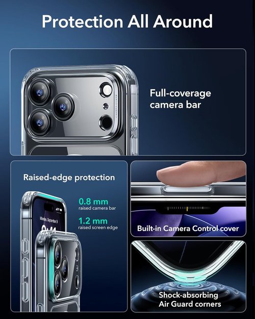 ESR iPhone 17 Pro Max Case - Shockproof Military-Grade Protection | MagSafe Compatible, Clear Design