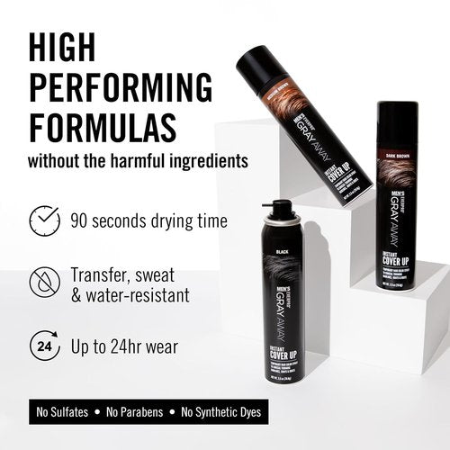 Everpro Gray Away Men's Instant Root Cover-Up Spray - Temporary Gray Concealer for Thinning Hair | Black, 2.5 oz