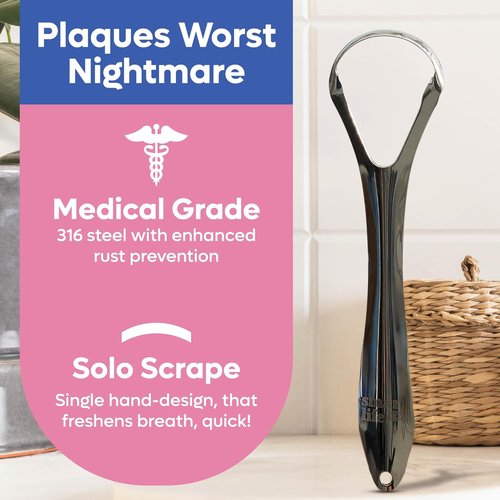 **Tongue Scraper | Stainless Steel 2-Pack with Travel Case | Effective Bad Breath Treatment**