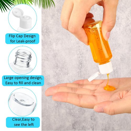 Mimorou 150 Pcs 1oz Travel Bottles Bulk for Toiletries Clear Small Travel Size Bottles Bulk Refillable Empty Containers for Shampoo Lotion Liquid Body Soap Cream Toiletries (White Cap)