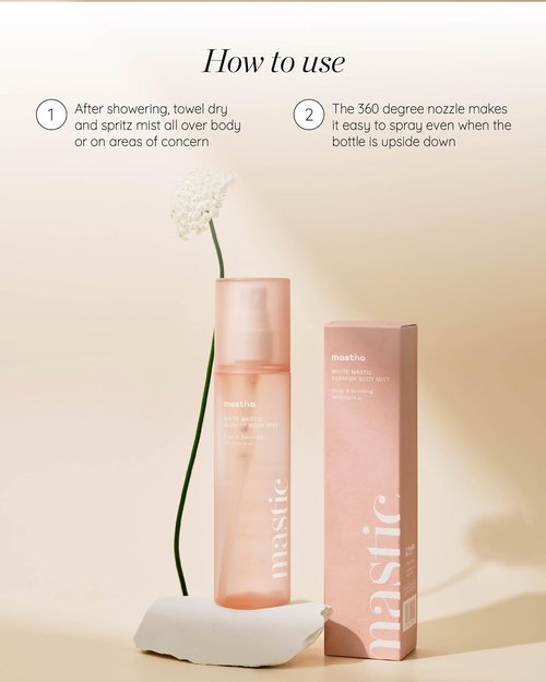 Mastina White Mastic Cooling Body Mist - Hydrating & Brightening Spray for Sensitive Skin | 5.1 fl oz