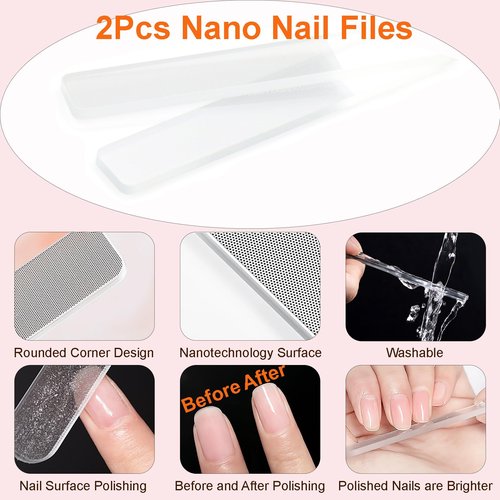 MYR 6Pcs Nail Art Brushes and 2pcs Nano Nail Files, Metal Nail Art Tools, Acrylic Nail Brushes, Nail Brushes for Nail Art, suitable for Gel Dilution, Halo Dyeing, Watercolor and other Nail Design