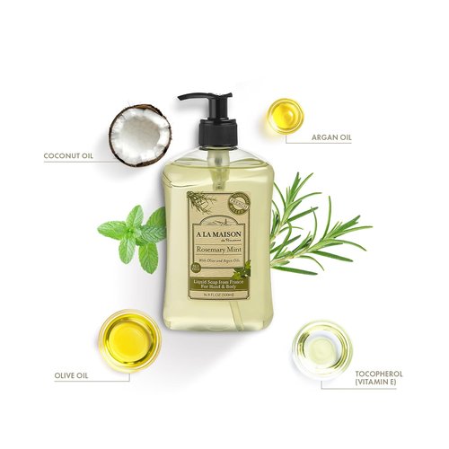 A LA MAISON Rosemary Mint Liquid Hand Soap - Natural, Biodegradable & Vegan - 16.9 oz, 2 Pack
