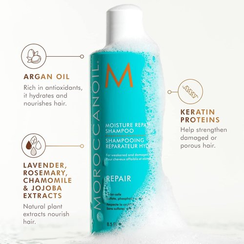 Moroccanoil Moisture Repair Shampoo - Deep Hydration for Damaged Hair | 8.5 Fl Oz