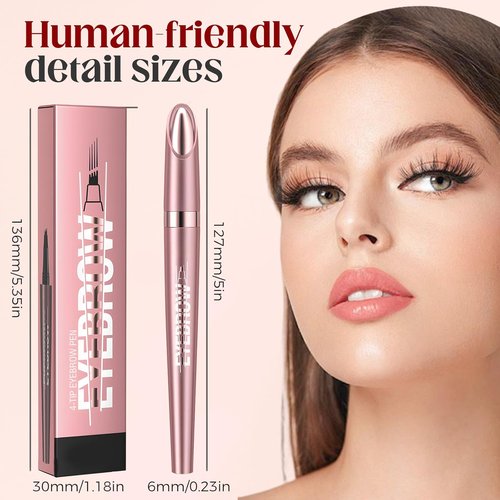 Skiennix Microblading Eyebrow Pen - Waterproof 4-Tip 3D Pencil for Long-Lasting, Natural Look (Black)