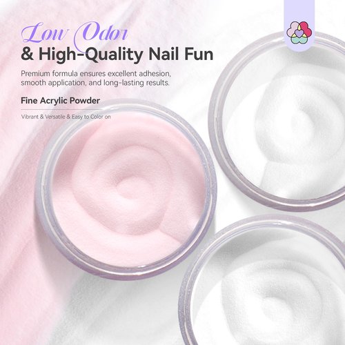 SAVILAND Acrylic Nail Kit with Everything: Hema-Free & Low-Odor Professional Acrylic Powder and 200ml Liquid Set with Size 8 10 14 Nail Brushes, Forms & Tools for Extensions 3D Carving Home Salon Use