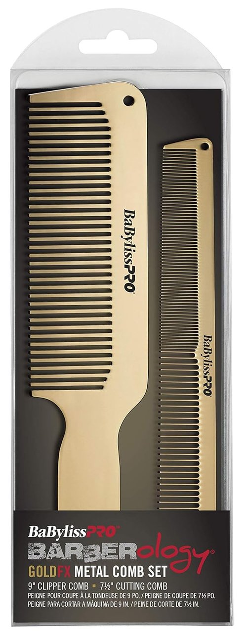 BaBylissPRO GoldFX Metal Comb - Premium Barber Tool for Precision Styling