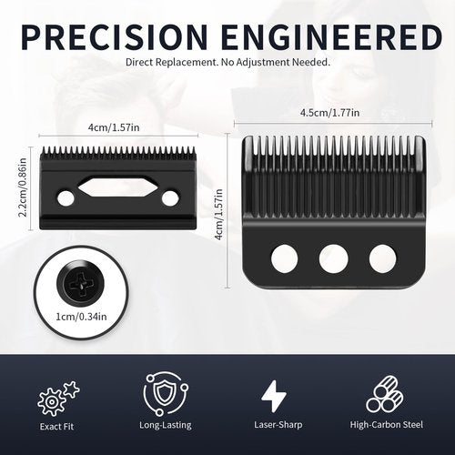 Professional 3 Hole Standard Clipper Replacement Blade Compatible with Wahl De*igner, Se*ior, Cordless De*igner, and Pilot clippers (Black) (2 Pack)