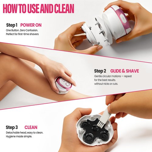 Electric Razors for Women,OLOV Beauty 5-in-1 Rechargeable Shaver for Lady Legs,First Trimmer for Teen Girls Underarms & Body & Hair (White)