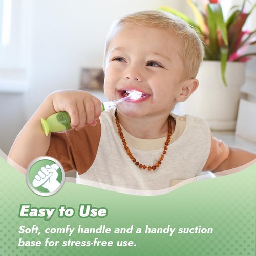 Papablic Toddler Sonic Electric Toothbrush Kids for Ages 1-3 Years, Baby Electric Toothbrush with Cute Dino Cover and Smart LED Timer, 4 Brush Heads (Max)