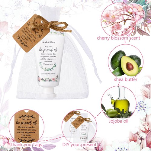 Dansib 24 Sets Employee Appreciation Gifts Hand Mini Lotion Bulk Travel Size Hand Cream Inspirational Thank You Gifts for Employee Staff Teachers Coworkers Team Nurse(Fresh)