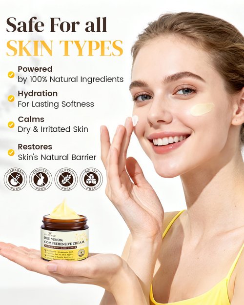 GAJUANR Bee Venom Moisturizing Cream, All-in-One Nourishing Cream with Hyaluronic Acid, Lightweight Texture for Daily Use, 60g * 2PCS