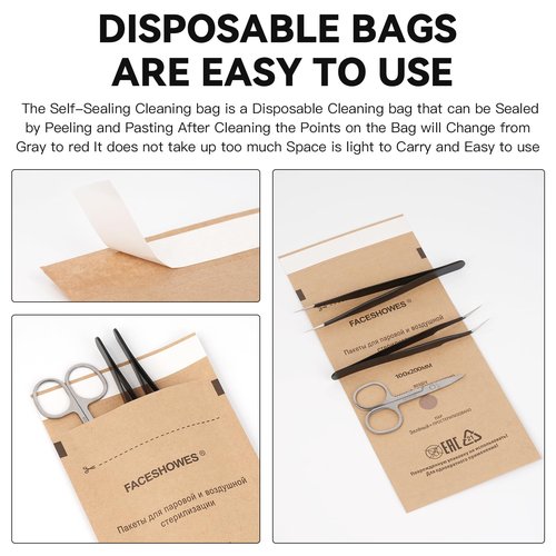 100Pcs Disposable Self-Sealing Sterilizer Pouches for Nail Tool,LXIANGN Dry Heat Autoclave Nail Tools Sterilizer Bags Kraft Paper Cleaning Bags For Dentist Tools and Nail Art Supplies (100mm x 200mm)