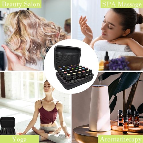 BLIRITEL EVA Essential Oils Organizer, 30 Bottles Hard Shell Essential Oil Storage Carrying Case, Essential Oils Boxes Holds 30 Bottles with 5ml,10ml,15ml (Black)
