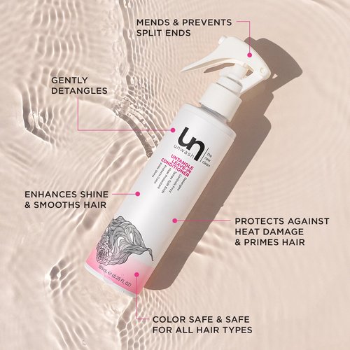 Unwash Untangle Leave-In Conditioner Spray - Vegan Frizz Control & Heat Protection - 6.25 fl oz