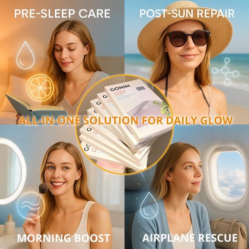 GONIM Face Mask Korean Skin Care with Hyaluronic Acid Serum, Collagen Activation, Vitamin C-Face Masks Skincare Hydration, Moisturizing Sheet Mask, Travel Essentials, Korean Face Mask 30ml x10pcs