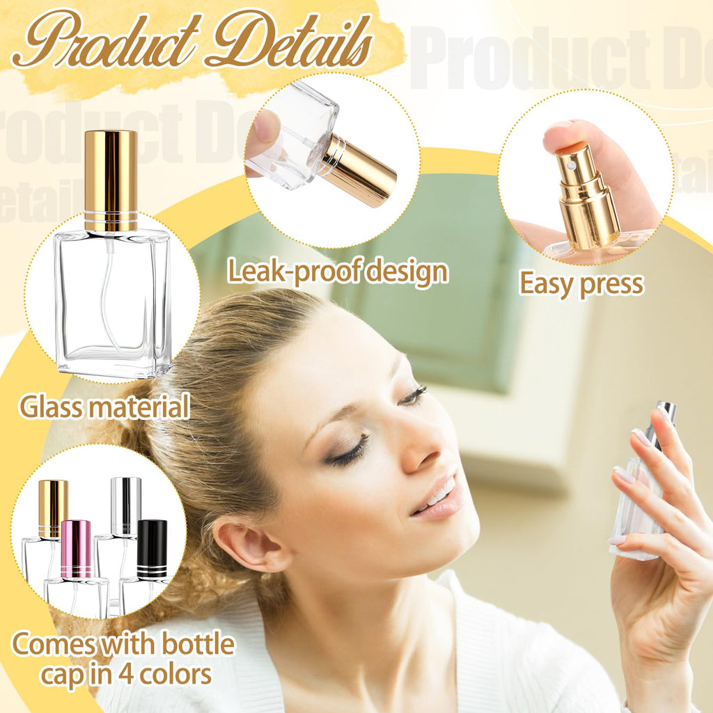 ZhouBoat 20 Pack 15ml Perfume Bottles Empty Refillable, Multicolor Portable Glass Atomizer Mini Perfume Bottles with Sprayer Droppers and Funnels for Travel,Decants,Cologne DIY