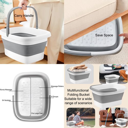 Lanwexy Foot Soaking Tub,Collapsible Bucket,Foot Spa,Foot Bath 16 Pack Foot Soak with Bath Salt and Tea Tree Oil.Foot Bath Soak Tub,Foot Balls for Foot Callus, Dry Cracked, Stubborn Foot Odor Scent.