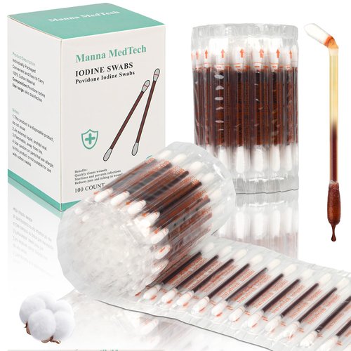 Sterile Iodine Swabs for First Aid | Single-Use Antiseptic Cotton Sticks | Wound Disinfection, Portable & Convenient for Travel, Home, Kids & Outdoor Emergencies
