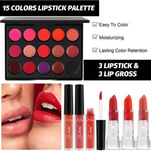 Fenshine All In One Makeup Kit for Women Full Kit, Makeup Gift Set for Women Beginners, Makeup Essential Starter Bundle Include Eyeshadow Palette Lipstick Eyebrow Pencil Brush Set (Type C)