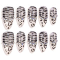 Handmade Nails Press On Medium Almond Reusable Unique Fake Nails, Artistic Design, Thick Acrylic and Muti-Layer Gel False Nails Stick On, Size M