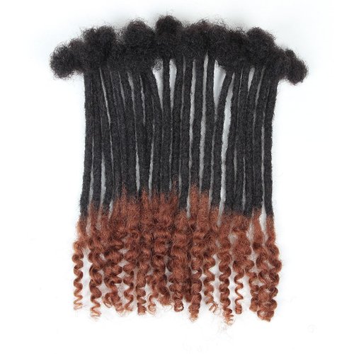 8 inch Loc Extensions Human Hair with Curly Ends, 0.4cm Width Permanent Dreadlock Extension Human Hair 20 Strands Natural 1B30 100% Full Handmade Dreads .Dyed and Bleached Pre Curled Drealocks