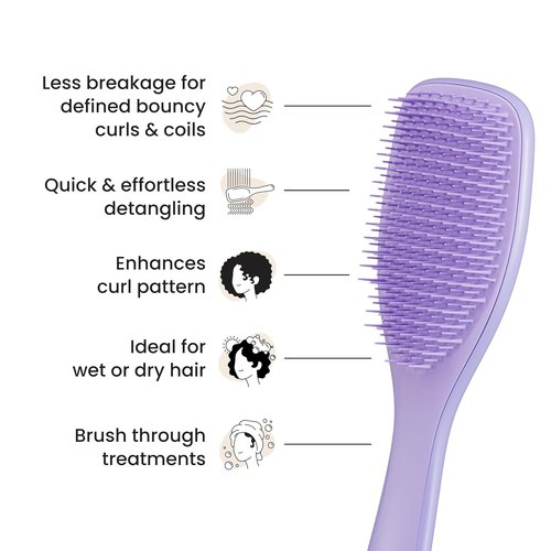 Tangle Teezer Ultimate Detangler Brush - Reduces Frizz & Breakage for 3C to 4C Curly Hair | Purple Passion