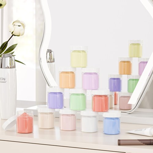 ihomecooker 84PCS 4oz/125ml Plastic Jars with Screw On White Lids Seal Stickers Bottle Lid,Clear Container for Storing Dry Food,Spice,Lotion, Cosmetic, Slime, Honey Jam, Cream, Butter