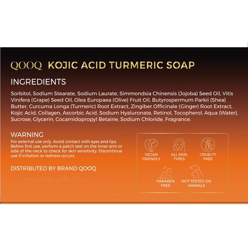 Turmeric Kojic Acid Soap for Dark Spots Brightening – Face and Body Wash with Vitamin C, E, Shea Butter, Jojoba oil, Grape Seed Oil & Glycerin – Soap for Women & Men (120g x 2)