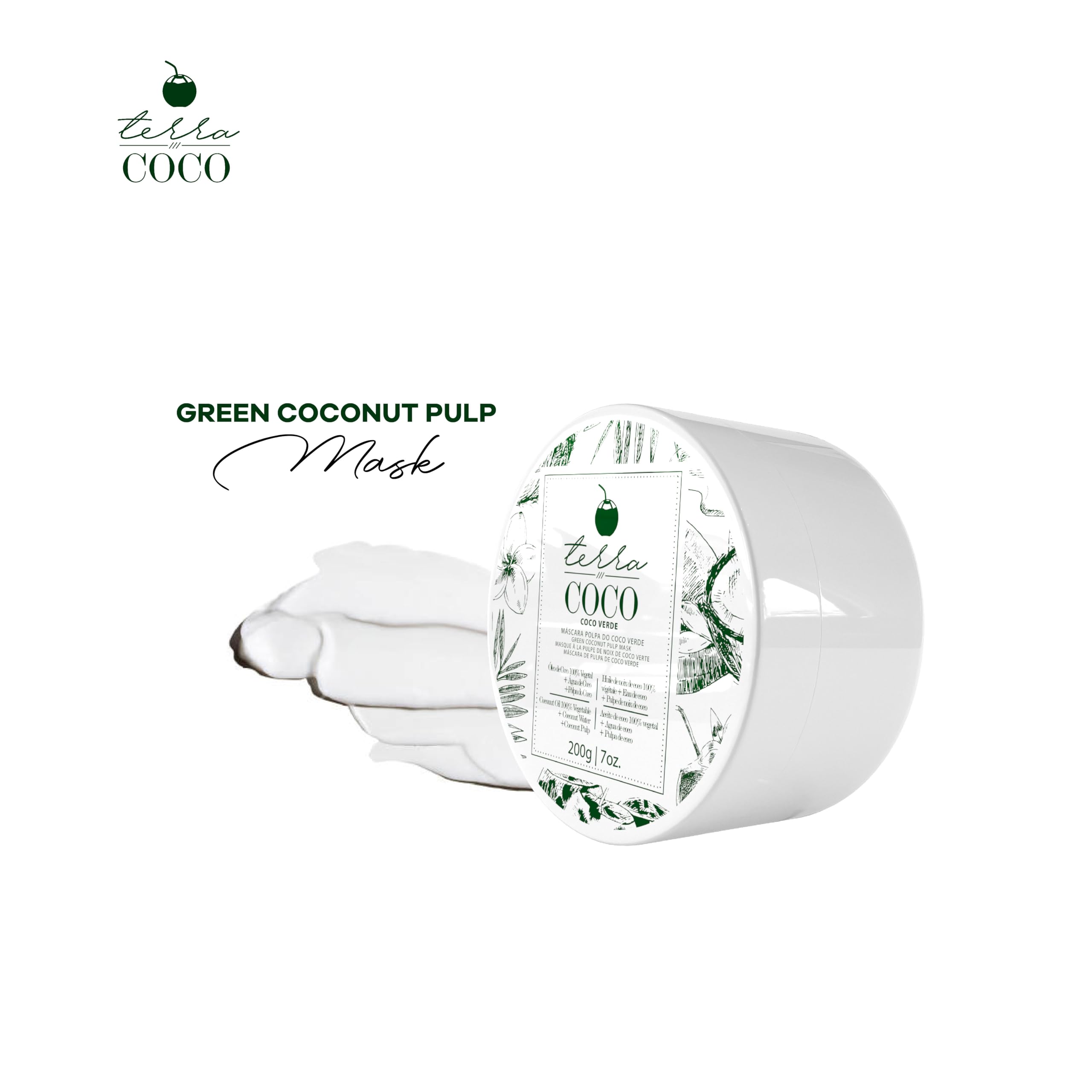 YBERA PARIS Terra Coco Verde Mask | Vegan | Moisturizes and Nourishes | Ideal for Extremely Dry and Worn Hair Damaged by Sun or Chemicals| Removes Dead Cells | Acts as a Sunscreen | 7.0 oz