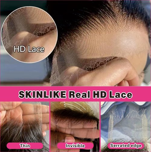NIKISS 2x6 Skinlike Real HD Lace Closure Only, 0.095mm Ultra-thin Invisible Lace Pre-plucked Body Wave Human Hair Closure Swiss Lace Bleached Knots 16 Inch