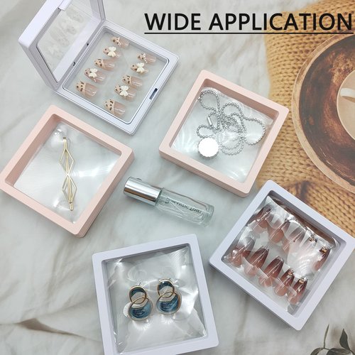 GUXACU Press On Nail Packaging Boxes - 3D Floating Storage and Display Box With 60pcs Double Sided Adhesive Tape for Nail Tech